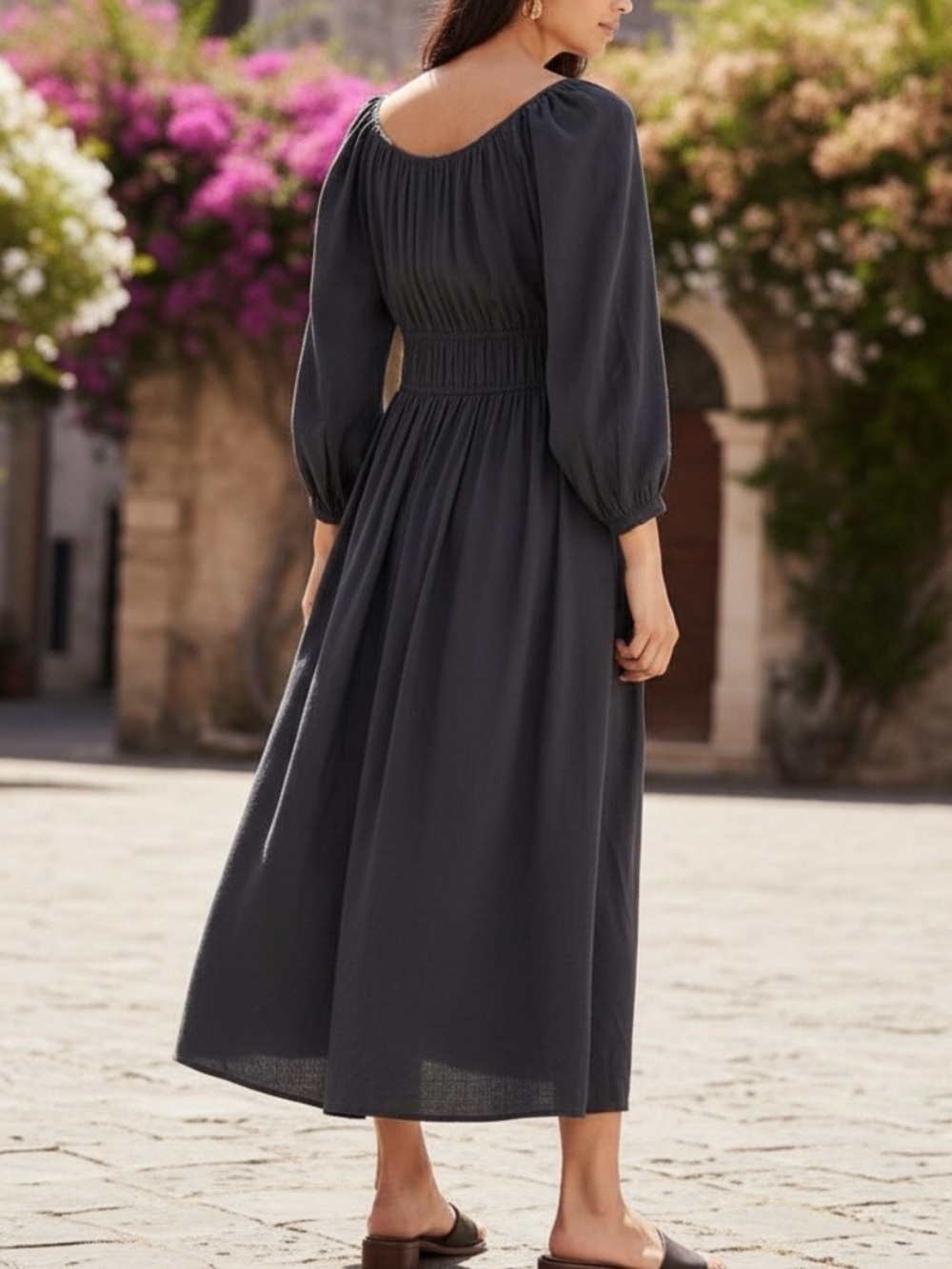 Madewell Lucie navy blue milkmaid maxi dress XL - Picture 2 of 13